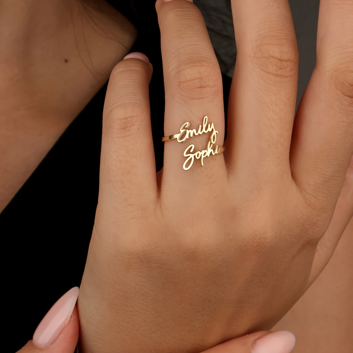 Personalized Double Name Couple Wedding Rings